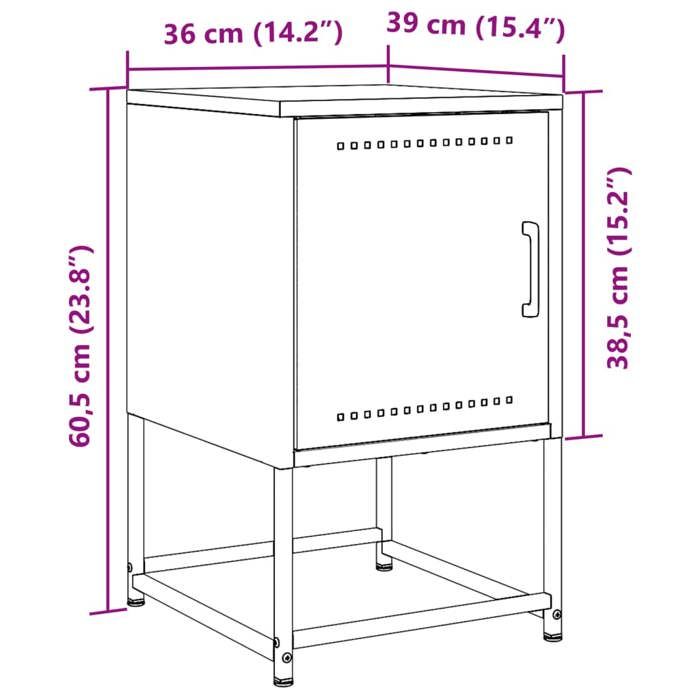 VidaXL Tables de chevet 2 pcs anthracite 36x39x60,5 cm acier, armoire, armoire latérale, support de téléphone, table de 846451