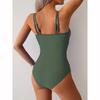 Solid Color Swimsuit Women's One Piece Bikini Beach Vacation V-neck Suspender Backless Swimwear Summer New