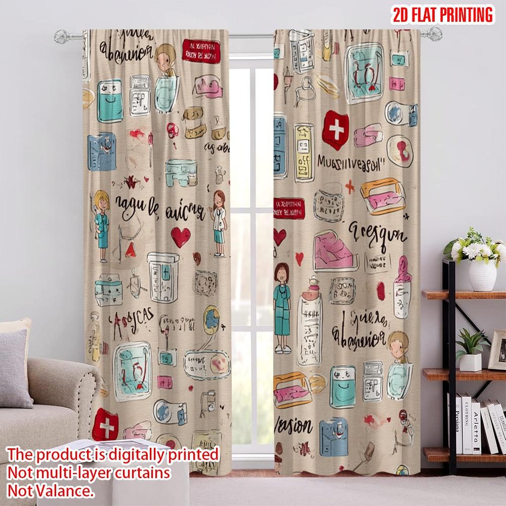 

2pcs,2D plane printing Curtain Fabric Premium Medical Polyester Fabric (without rod) Room Decor Ldeal for Bedroom & Living Room 52.50 × 116.00 cm 2 pcs