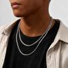 2pcs Trendy Chain Necklace for Men Boys,Stainless Steel Silver Gold Color Cuban Chain Collars,Box Chain Twisted Rope Chain Gift