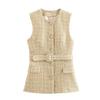 2024 Autumn/Winter Women's European & American Style French Light Luxury Belted Sleeveless Vest
