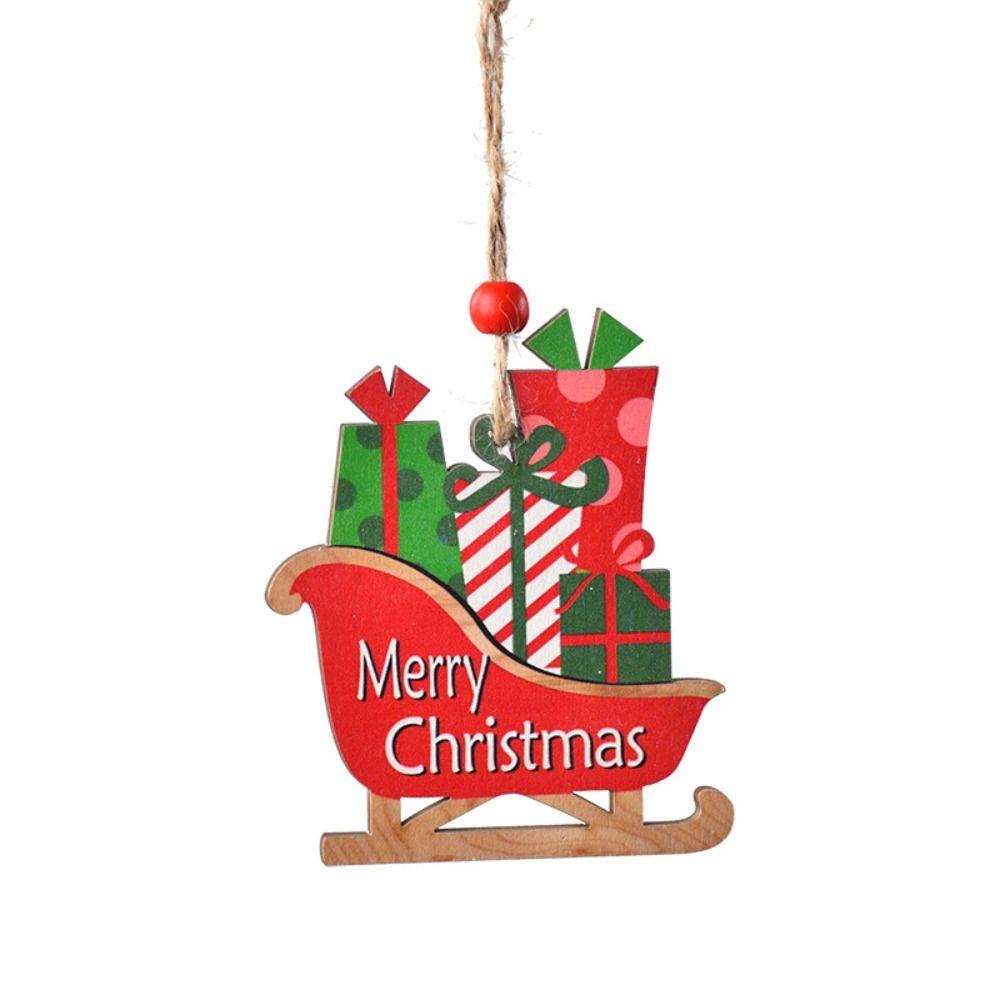 Sled/Plaid Car Christmas Wooden Car Pendant Hanging Christmas Decoration  Friends
