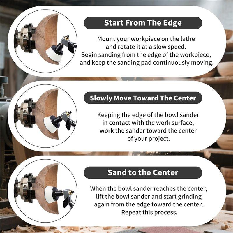 AT19-Bowl Sander Tool Kit With 1"- 3" Hook& Loop Sanding Disc, 75 Sheets Sandpaper, Backing Pads Featuring Foam Interface& Handl