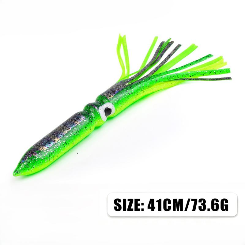 Calamar Blando Luminoso Grande de 17,5 cm-41 cm para Pesca en el Mar Falda de Calamar Pulpo Pesca de Arrastre Señuelos para Atún Aparejos de Pesca en Agua Salada