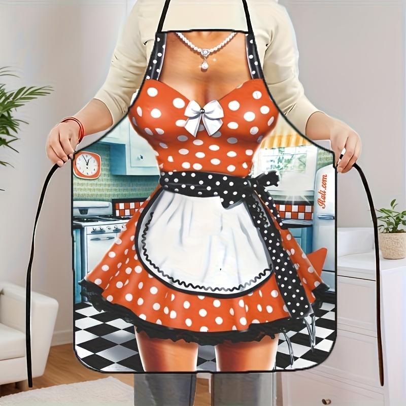1pc 1pcs Vintage 1950s Polka Dot Apron - Retro -Up Kitchen Wear, Washable Polyester Aprons Suitable for Cooking, Baking, BBQ,