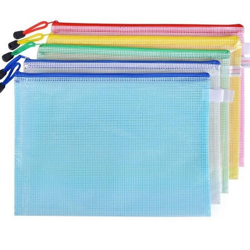 Ma Shi Fu Transparent Mesh Zipper File Bags 5-Pack