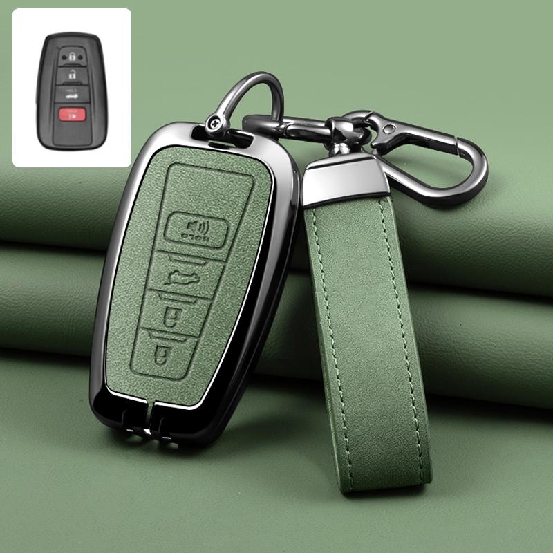 Zinc Alloy Leather Car Key Cover Housing Key Fob For Toyota Prius Camry Corolla C-Hr Chr Rav4 Land Cruiser Prado Key Fob