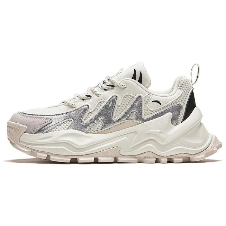 Anta Hot Comfortable Round Toe Cushioning Slip Resistant Low top Casual Shoes Unisex White 912348886-8