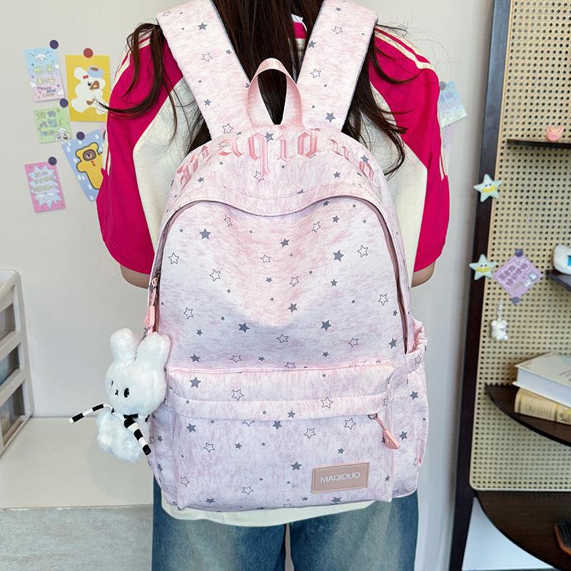 School bag new fashionable trendy star student backpack for girls, 1st grade junior high school commuting, travel versatile backpack