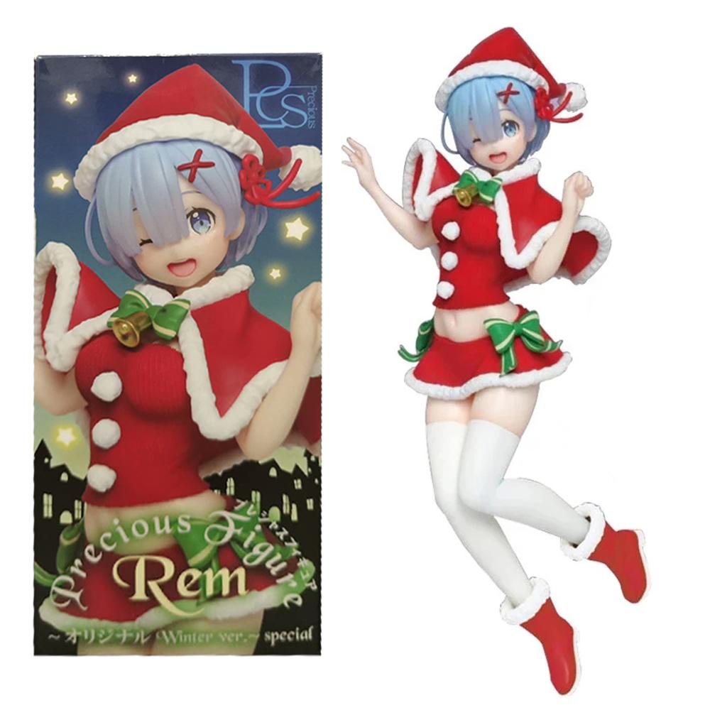 

Anime Xmas Gown Up Rem Figure Re:Life In A Different World From Zero Figure Anime Action Model Toy Doll Ram PVC 23CM With box