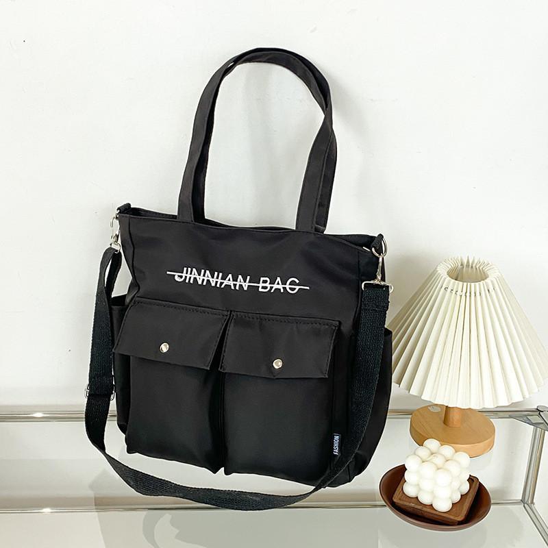 Модная женская сумка-тоут большой вместимости Стильная легкая нейлоновая повседневная сумка чёрный