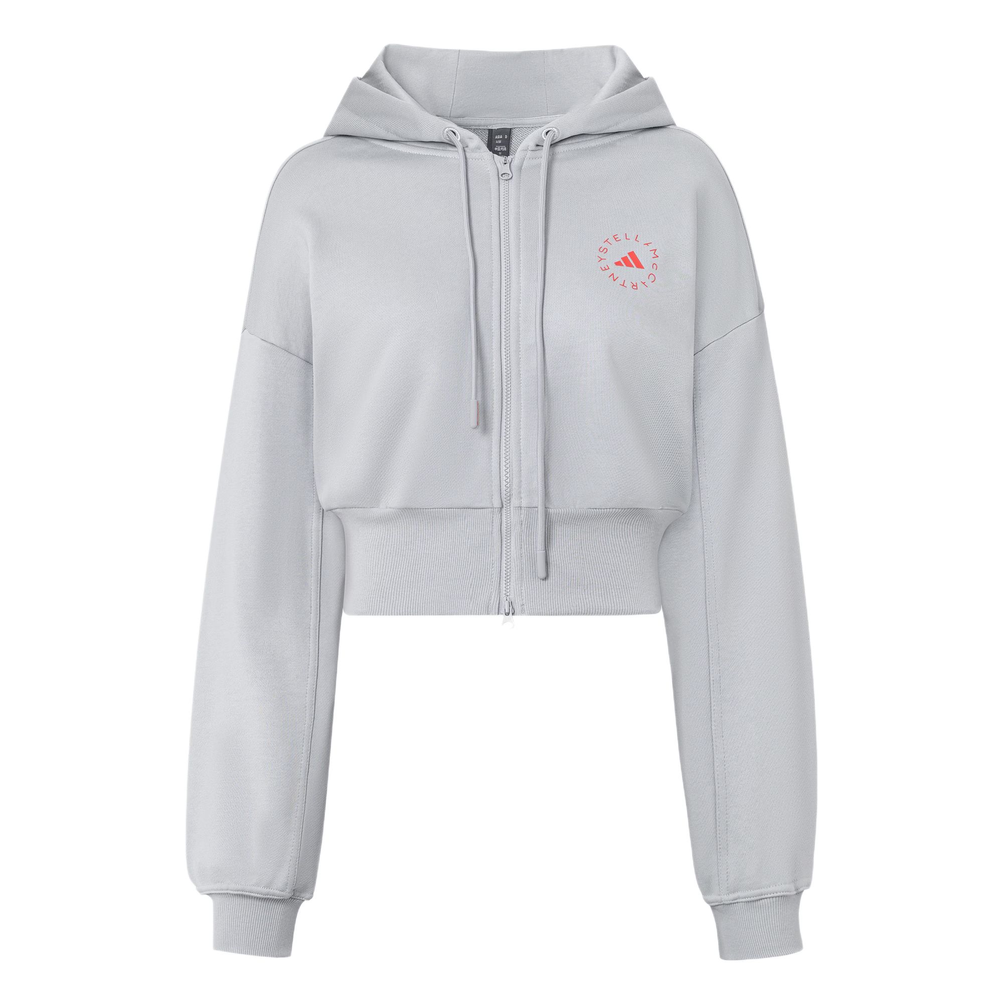 Adidas W Fleece Printed Full Zip Hooded Jacket Light Grey Women JD7712 XS 6700₽