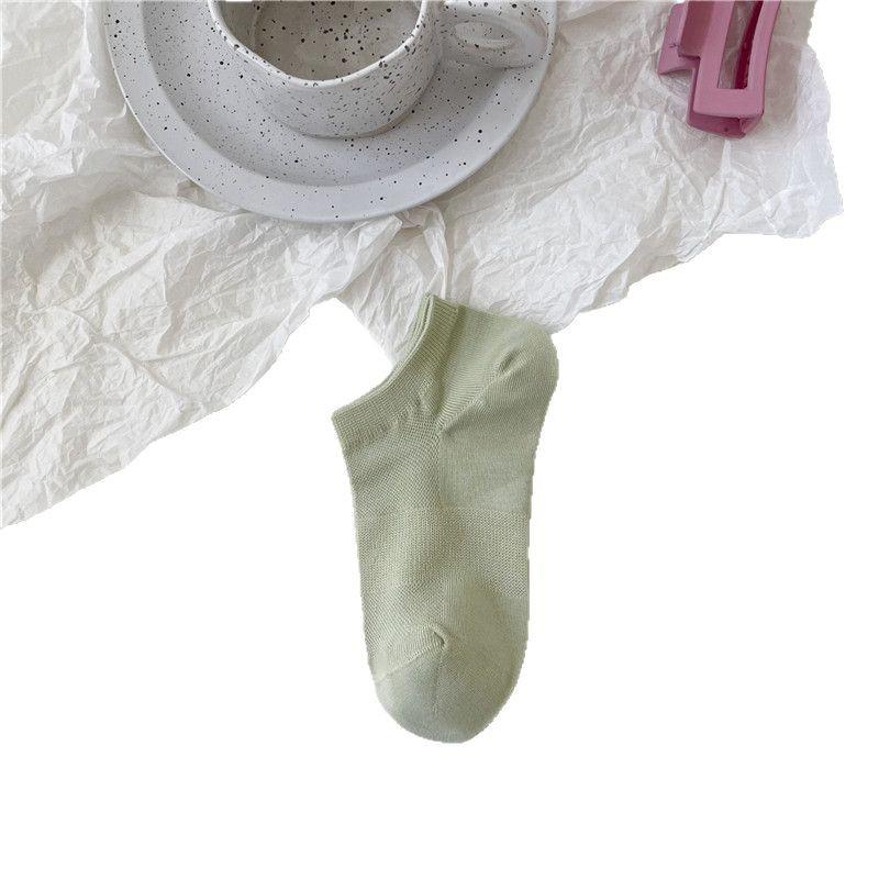 Vintage Socks Women'S Thin Mesh Women'S Socks Boneless Macaron Color Boat Socks Anti-Ball Cotton Socks