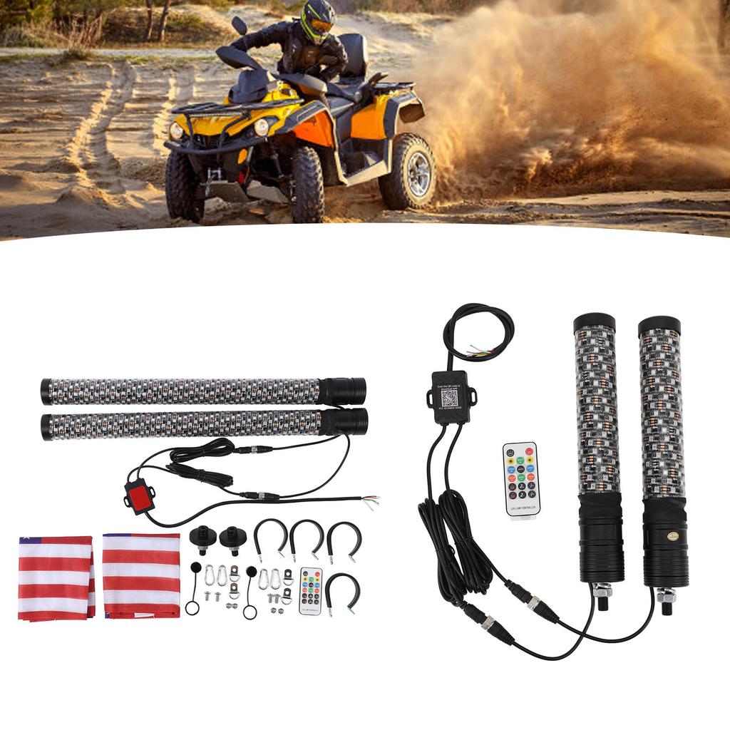 RGB LED Whip Light Chasing Whip Lights 10 Speed Settings 366 Modes App Remote Control for UTV Off Road Sand Truck Boat