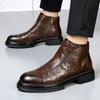 Retro Chelsea Boots, Big Toe Tooling Boots, British Thick-soled Motorcycle Boots, Leather Mid-top Men's Shoes