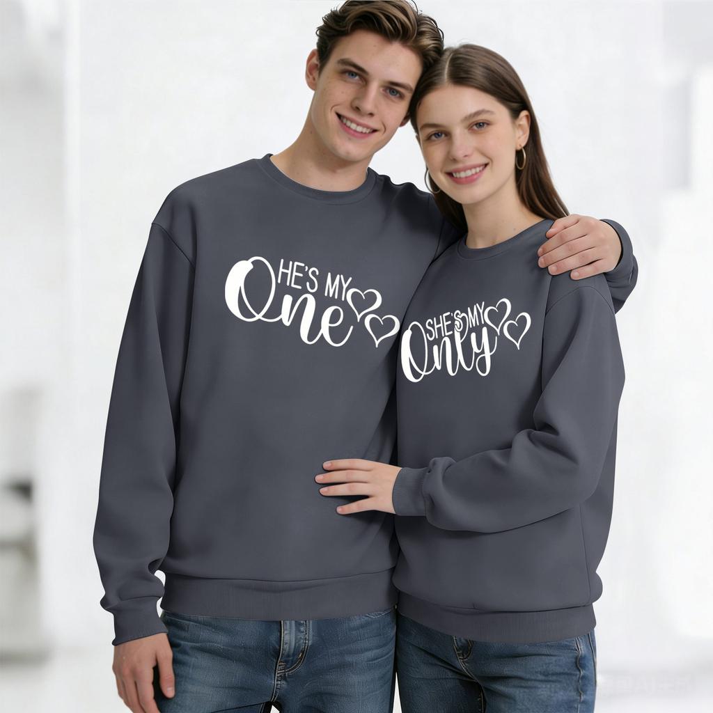 Men's Round Neck Long Sleeve Top, Unisex, Couple Casual Sports Top Set