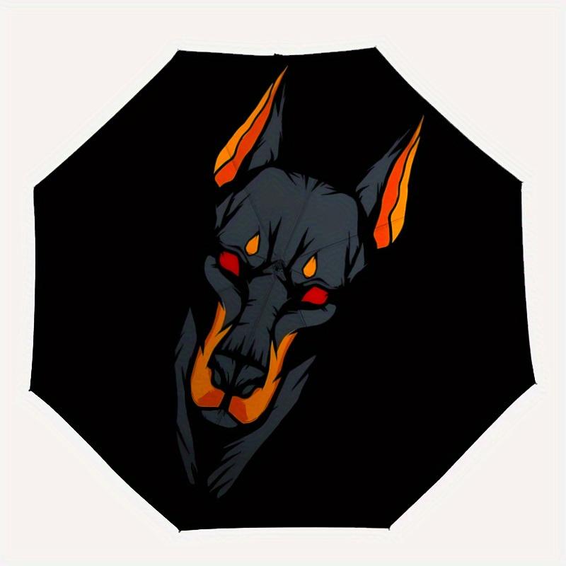 

1pc Doberman, Totem Automatic Open/close, All-Season Portable Folding Umbrella, Travel, Everyday, Formal Events - Compact Luxury Parasol, Outdoor Acce