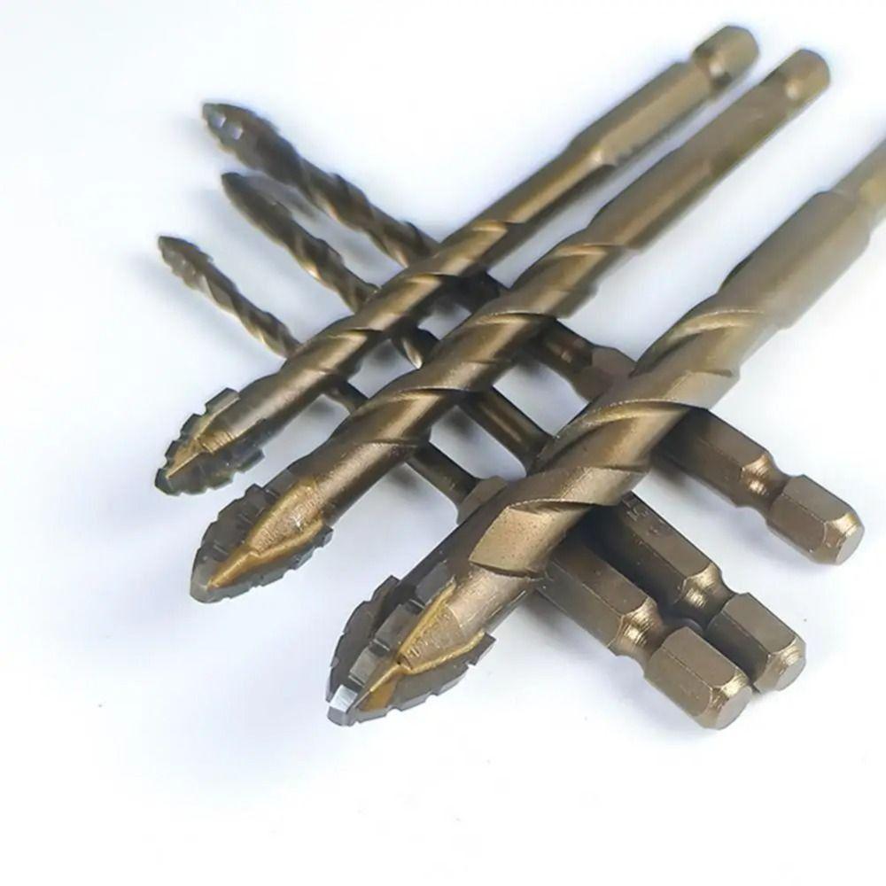 Four-Edged Tile Drill Bit Serrated Hexagonal Shank Drill Bit Set  Drilling Tool