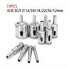 10 Pcs 6-32mm Diamond Drill Bit Set Use for Glass Tile Marble Granite Core Hole Saw Drill Bits Electric Drilling Tool.