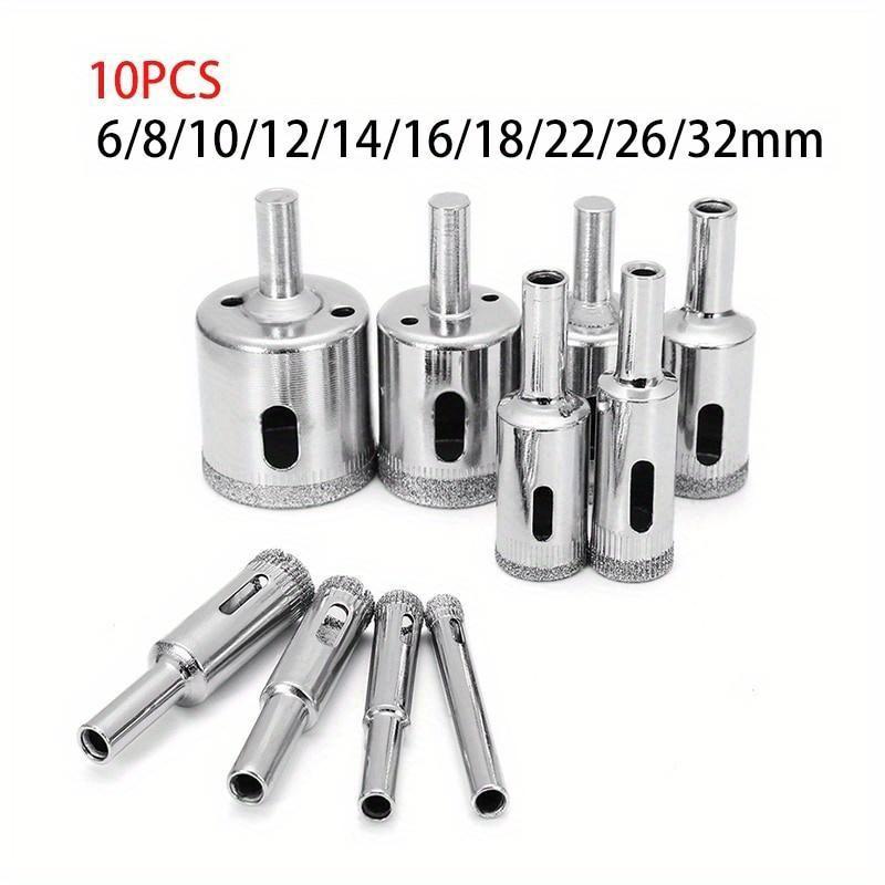 

10 Pcs 6-32mm Diamond Drill Bit Set Use for Glass Tile Marble Granite Core Hole Saw Drill Bits Electric Drilling Tool