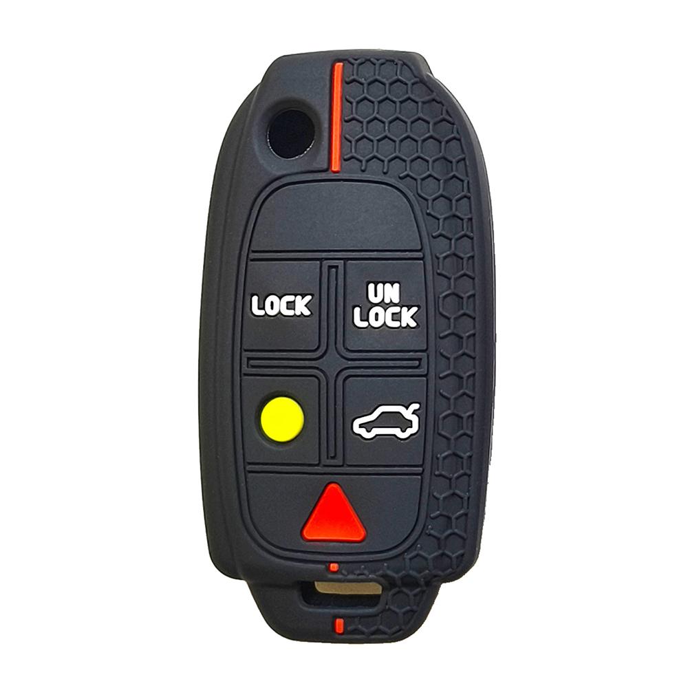 

New Style Silicone Car Key Case Cover Holder Protect Set For Volvo S80 S60 V70 Xc70 Xc90 D05 5 Buttons Folding Flip Key Bag