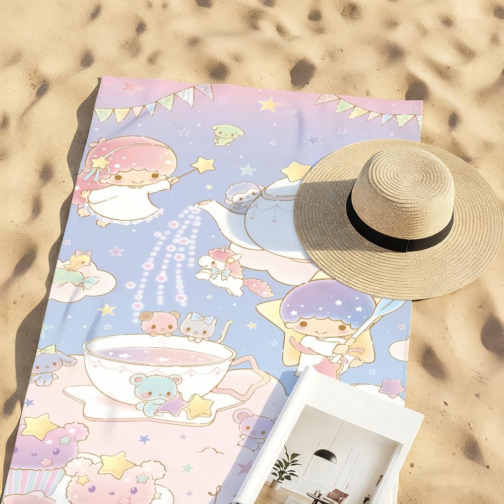Sa Cute L-Little Twin Stars Cartoon Towel Quick Dry Soft Yoga Swimming Fitness Mountain Climbing Large Beach Towels