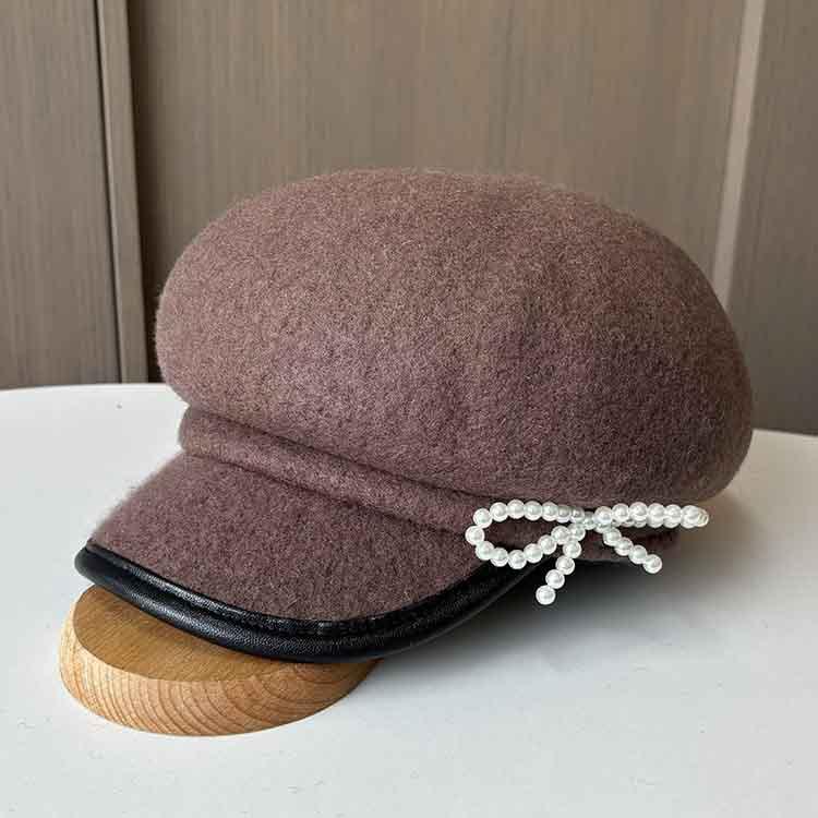 

Шерстяной берет женский осенне-зимний маленький ароматный ветер бант шляпа художника британская ретро кепка one size