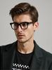 Black Glasses Frame Handsome Trend Round Face Big Box Plain Office Glasses Square Mirror High Quality Premium Material