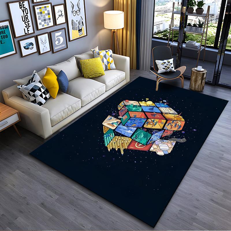 

Colorful Rubik s cube rug with fantasy scenes and characters Suitable for use as an anti-slip game mat for living room and bedroom sofas 40x60cm( 15x23in )