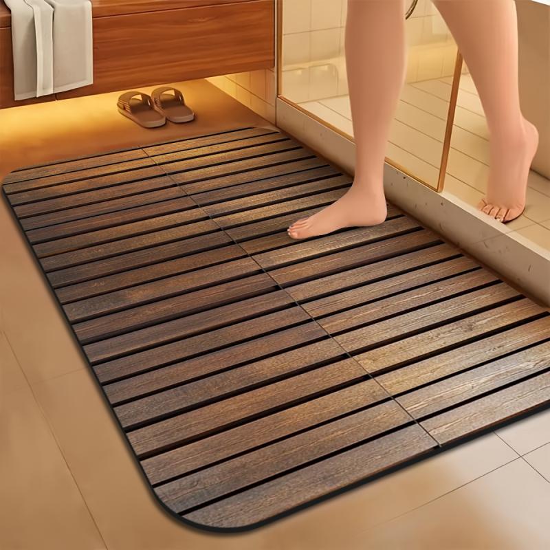 Retro Square Diatom Mud Bathroom Anti-Slip Mat 3.5Mm Thick Shower Room Door Absorbent Mat Toilet Mat Door Mat