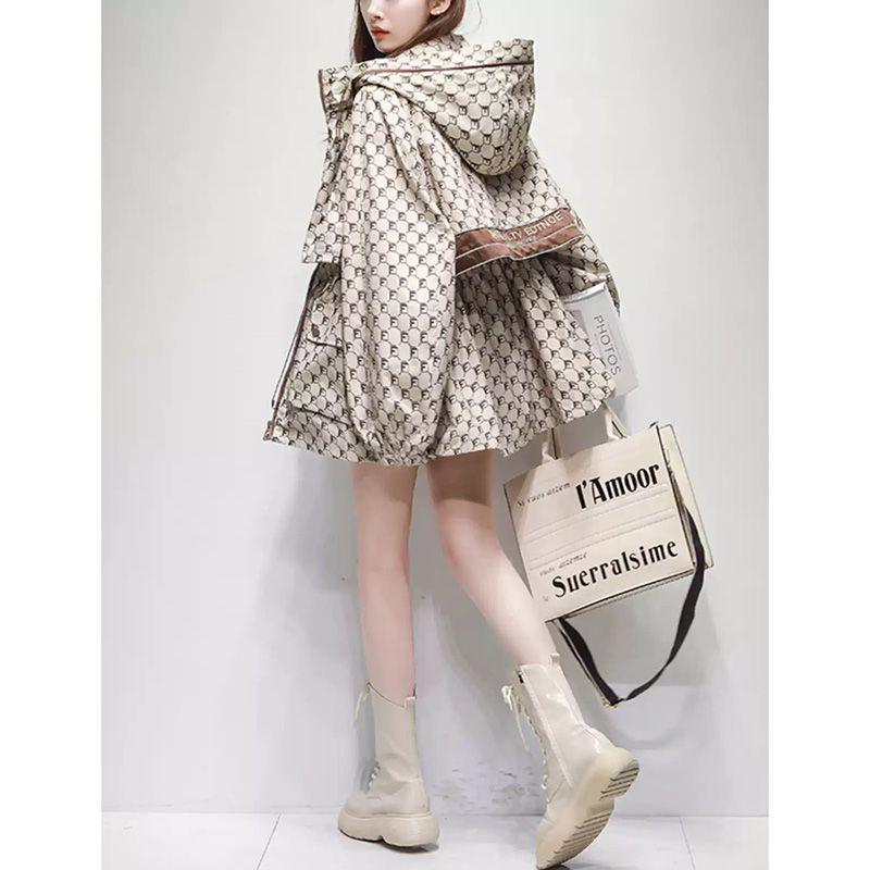 

Petite Women s Spring 2025 Korean Style Slimming Hooded Windbreaker Trench Coat S (85-100 jin)