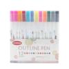 12 Color Outline Metallic Marker Pens Set Double Line Paint Marker Pen for Christmas Greeting Card Scrapbook Metal Ceramic Glass
