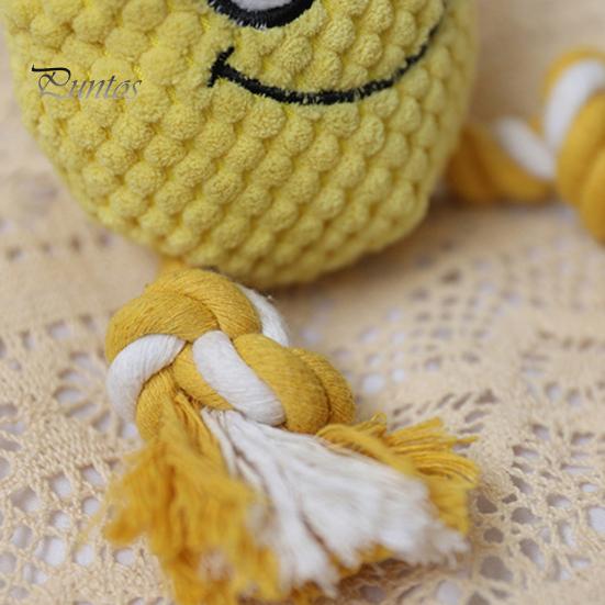 Dog Chew Toy Bite-resistant Built-in Sound Device Cotton Rope Soft Relieve Molar Boredom Plush Cartoon Pineapple Shape Pet Squeaky Supplies
