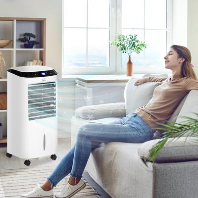 10L 4-in-1 Portable Air Conditioner – Humidification, Water Cooling, Air Cooling 8-Hour Timer, ABS, Black & White