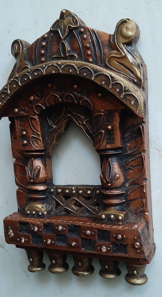 Handmade Wooden Jharokha: Rajasthani Mina Painted Wall Hanging