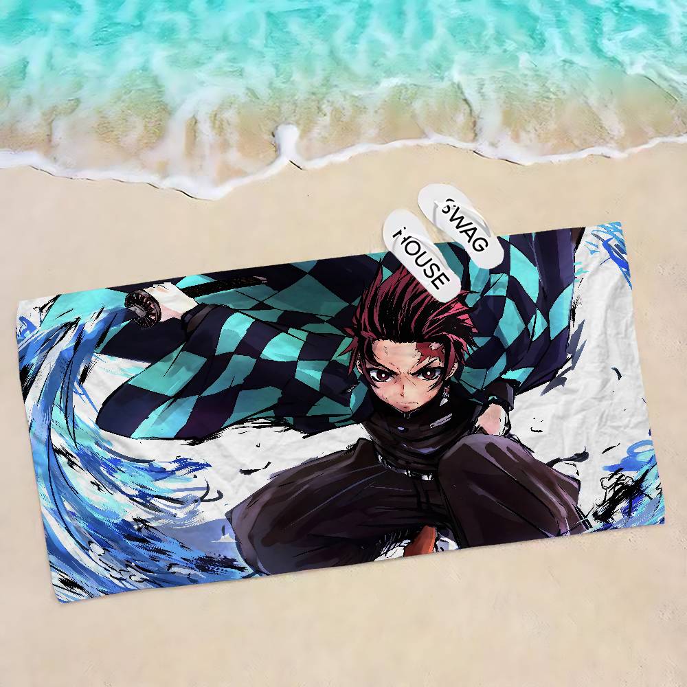 Demon Slayer Tanjiro Kamado Microfiber Beach Towel Absorbent Quick dry Soft Yoga Swimming Resort Mountain Climbing Towel