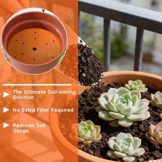 Round Planter Insert Plant Pot Insert Disc with Drainage Holes Flower Pot Filler Insert Less Potting Soil for Large Round Planters Indoor Outdoor Use