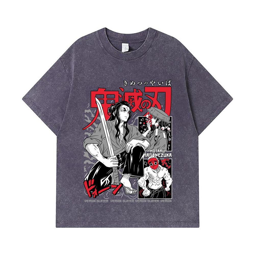 275 GSM Washed T-shirts 100% Cotton Demon Slayer V94 Haganezuka Print Unisex Heavy Cotton T Shirt
