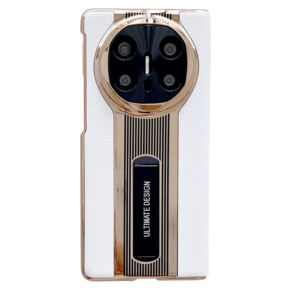

For Huawei Mate X6 Case Kickstand Leather+PC Protective Phone Cover White