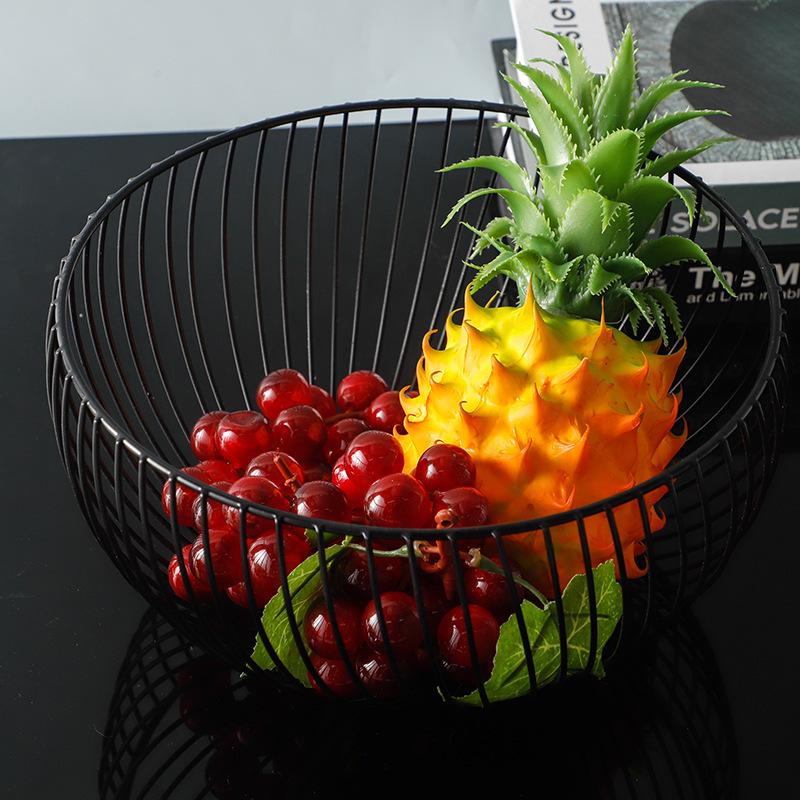 Modern Simple Iron Art Fruit Basket - Creative Hollow Design for Home Living Room Storage