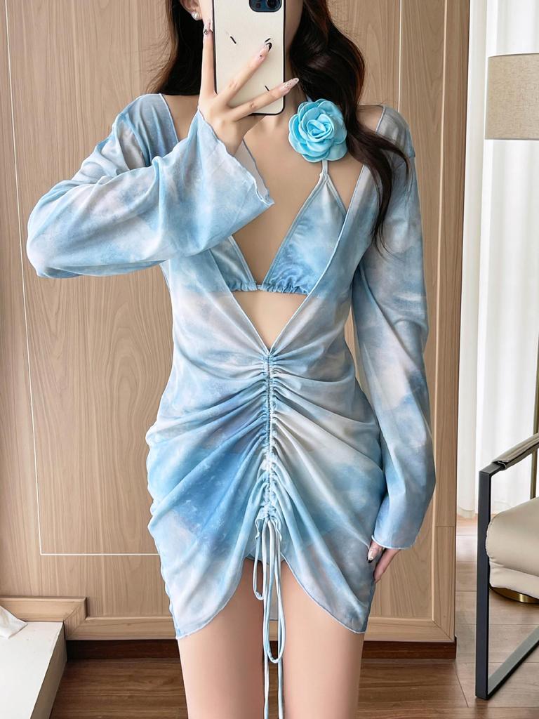 2026 Women's Slimming Three-Piece Swimsuit: Tummy Concealing Beach and Hot Spring Wear