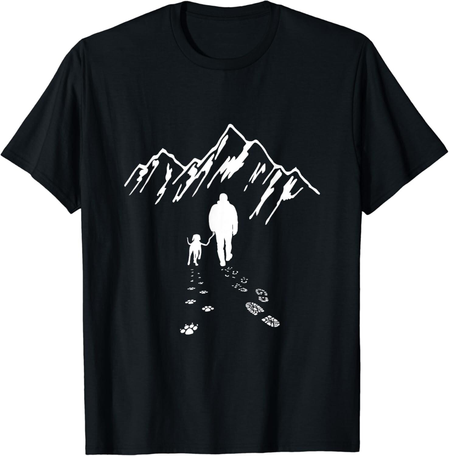Dog hiking walk mountains gift for dog owners Unisex T-Shirt S разноцветный