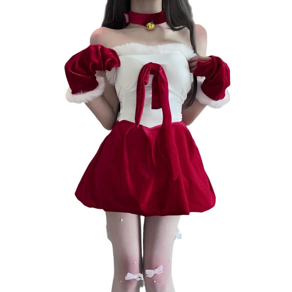 Jin Xiao Lingerie Christmas Bunny Girl Gold Velvet Set