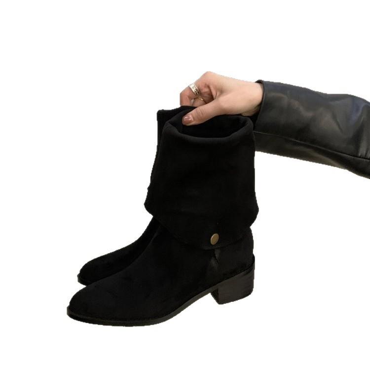 Suede two-wear stacking boots, new outdoor western cowboy boots V-port long knight boots in autumn and winter 2026