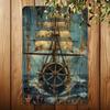 Vintage Metal Poster Sailing Ship Retro Nautical Wall Art for Home Bar Garage