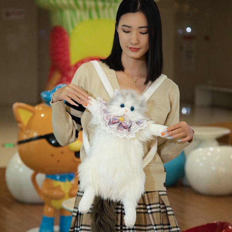 Pet toy style backpack Simulated cat backpack Single shoulder and double shoulder storage bag Cute Sweet Plush Storage Bag
