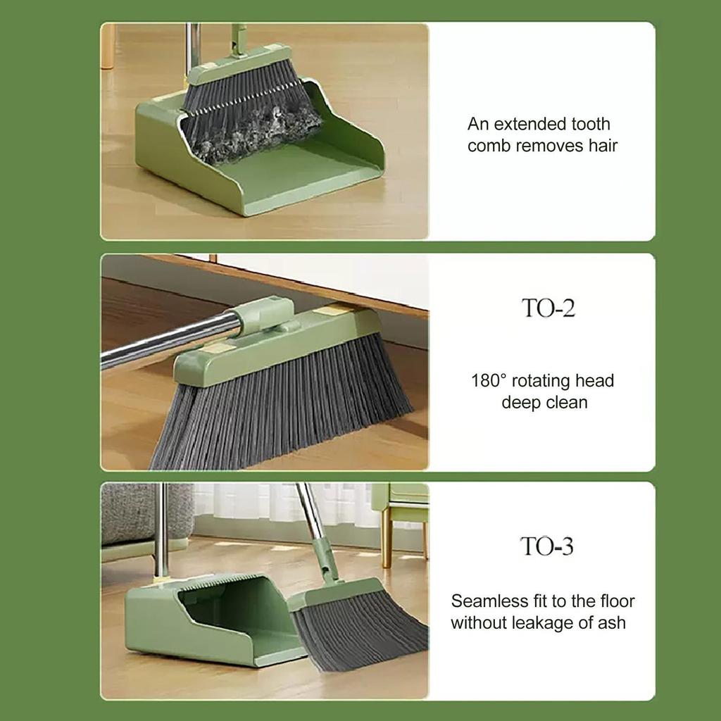 Large Broom And Dustpan Stand Up Dust Pans With 180 Degree Rotating Broom Combo Stand Up Broom And Dust Pans For Dining Room
