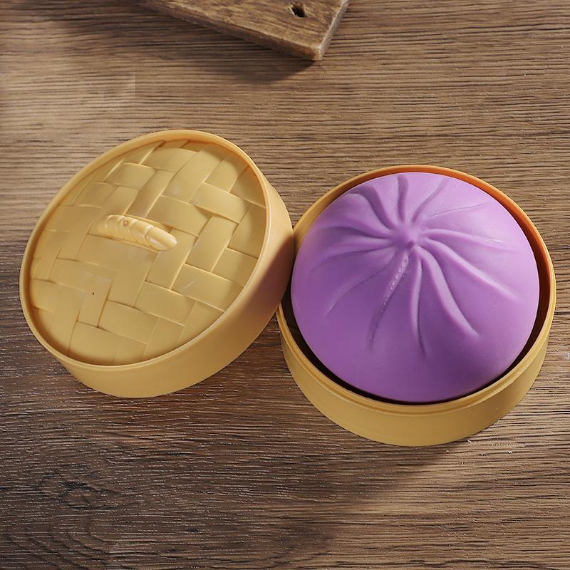 Squeeze Fun Dumpling-shaped Stretchy Toys with Steamer Soft Stress Relief Squeeze Ball Kids Birthday Party Favors Christmas Gift