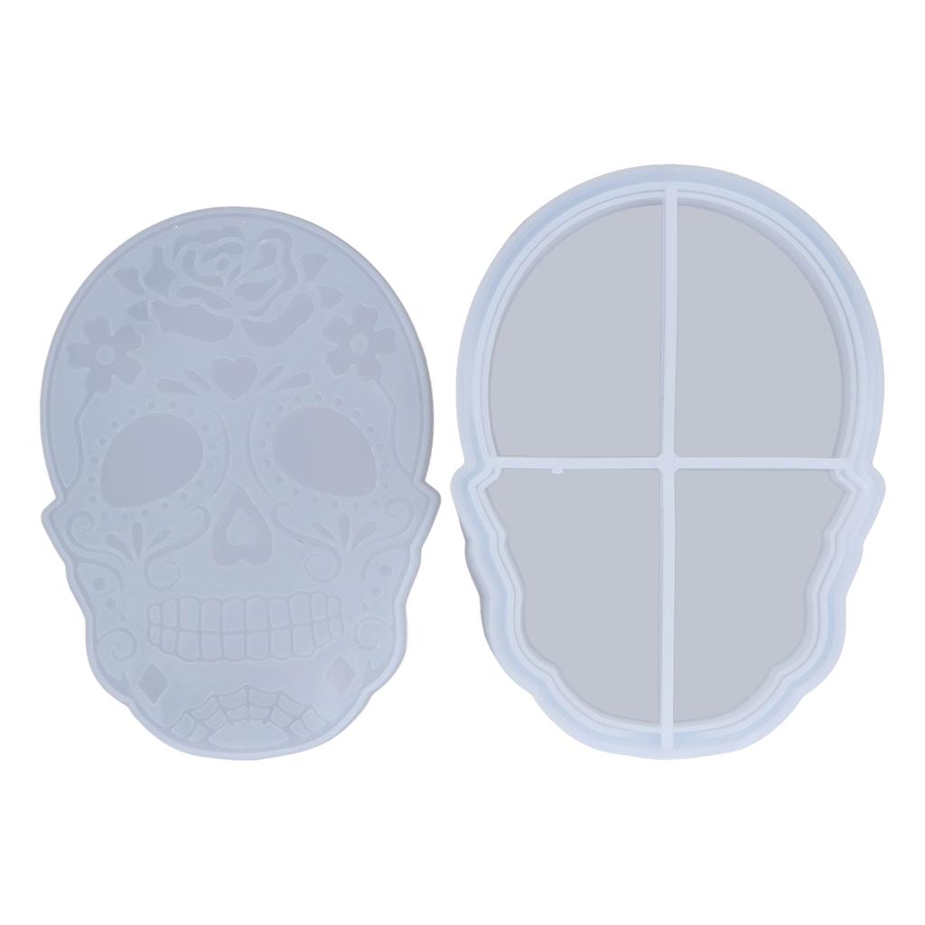 Storage Box Silicone Mold Skull Shape Easy Demolding Epoxy Resin Mold with Lid for DIY Cosmetic Jewelry Storage Box