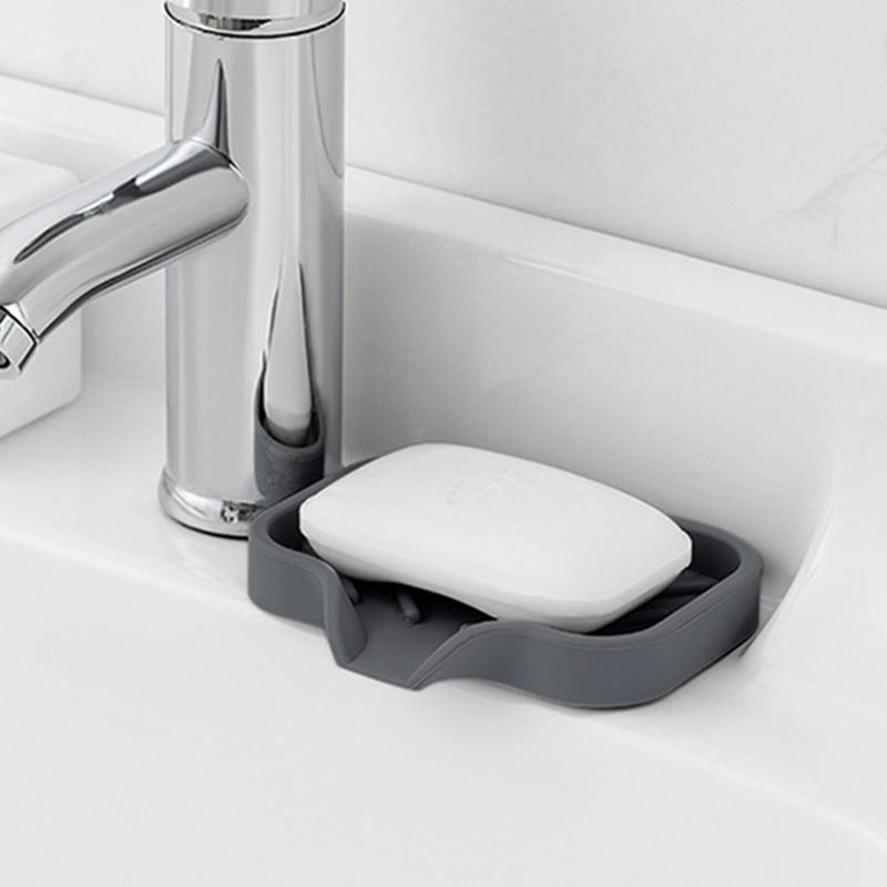 1 Pack Silicone Drain Soap Box Kitchen Bathroom Anti-slip Sink Tray Creative Washing Table Soap Tray Free Punch Drain Rack